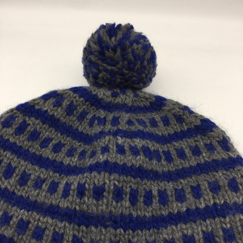 PEMA New York Wool Beanie Winter Cap Hat Made in Nepal Blue Gray